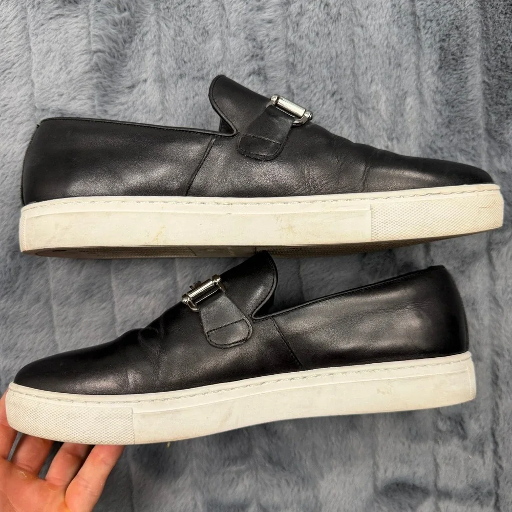 Marc Nolan Boardwalk Black Leather Buckle Slip On Sneaker Loafers Mens 10
